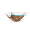 Sunrise Contemporary Glass + Walnut Square Coffee Table