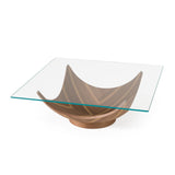 Sunrise Contemporary Glass + Walnut Square Coffee Table