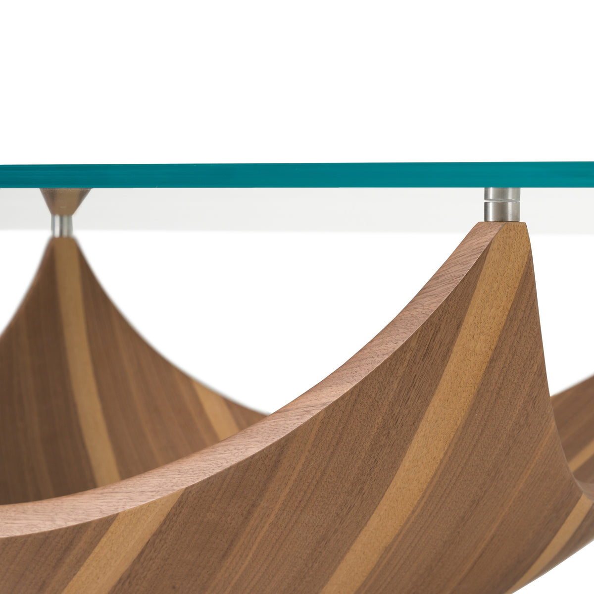 Sunrise Contemporary Glass + Walnut Square Coffee Table