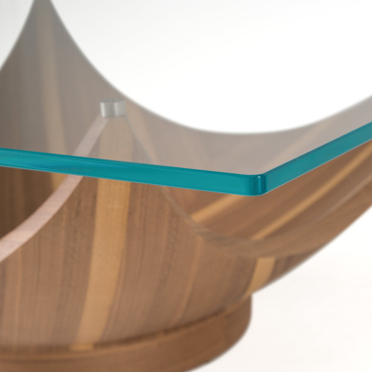 Sunrise Contemporary Glass + Walnut Square Coffee Table
