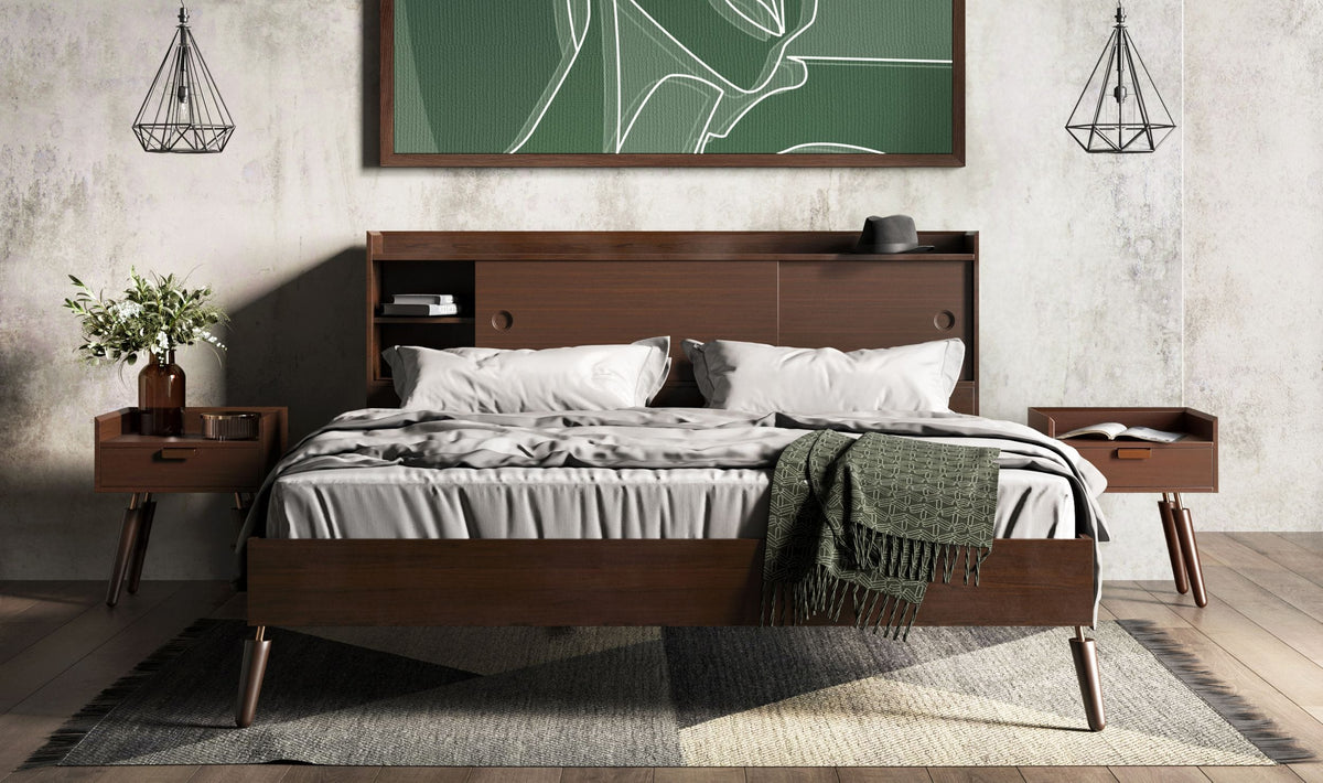 Sutton Eastern King Mid-Century Elisa Acacia Wood Bed