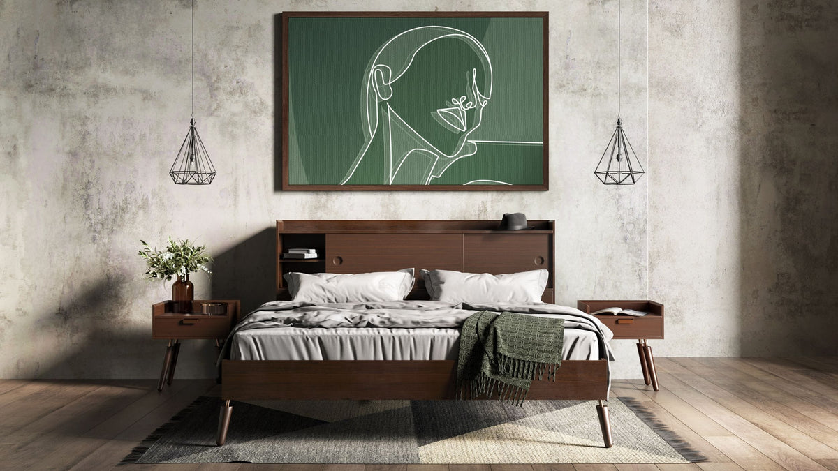 Sutton Eastern King Mid-Century Elisa Acacia Wood Bed