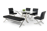 Adderley Modern Stainless Steel with Glass Top Dining Table