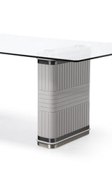 T2397 Glass + White + Gold Dining Table