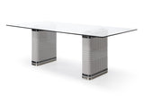 T2397 Glass + White + Gold Dining Table