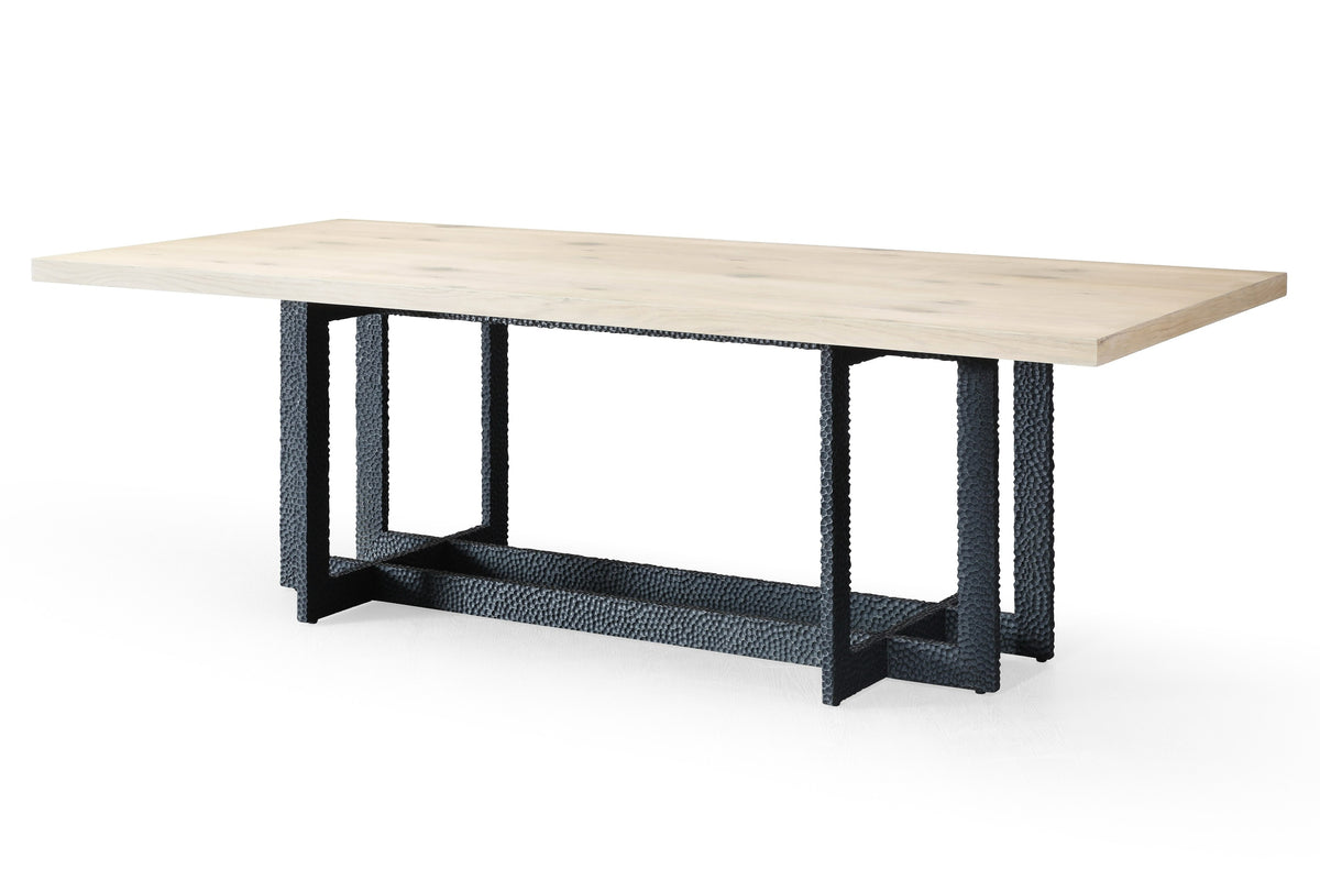 T8963 Natural Oak + Black Metal Dining Table