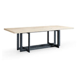 T8963 Natural Oak + Black Metal Dining Table