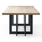 T8963 Natural Oak + Black Metal Dining Table