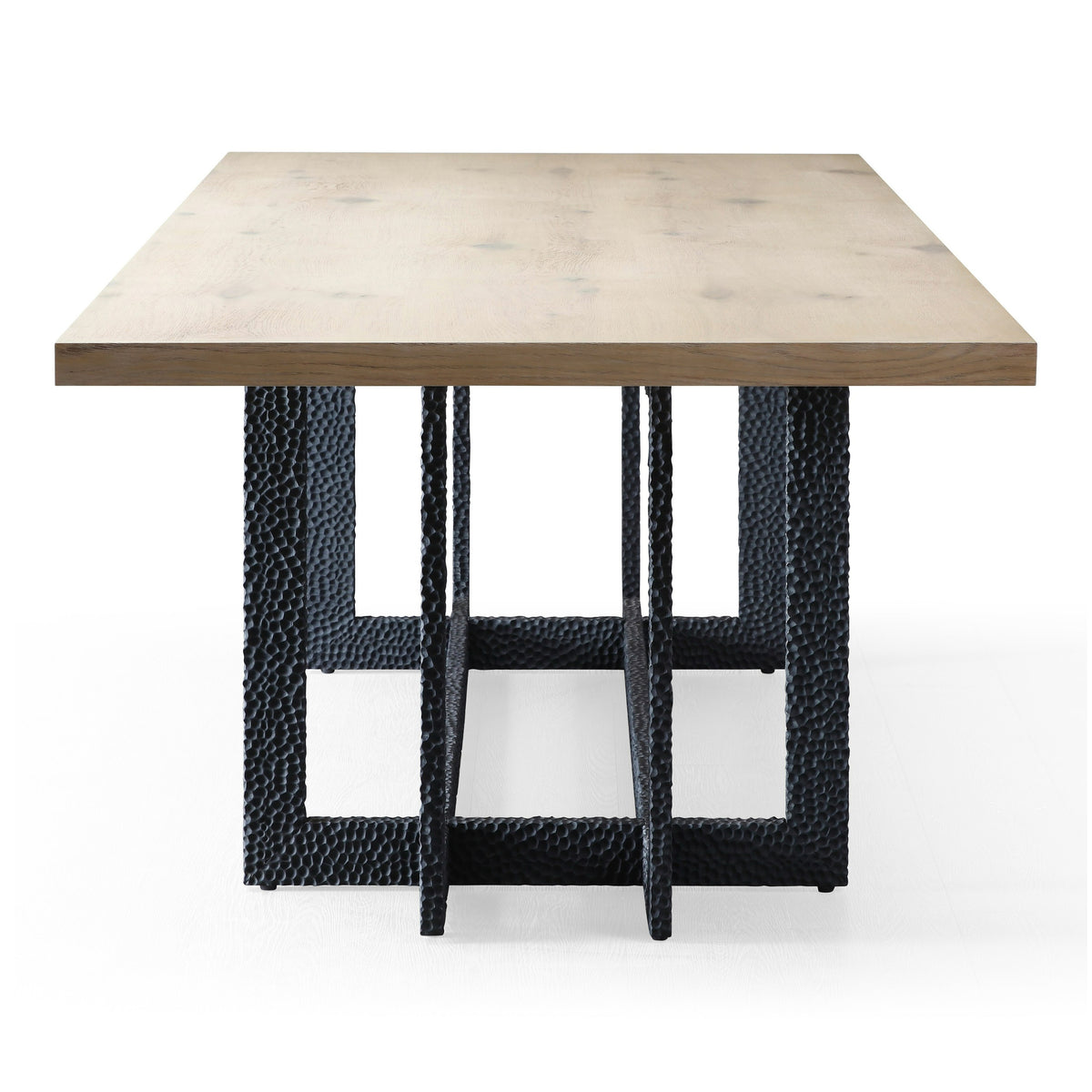 T8963 Natural Oak + Black Metal Dining Table