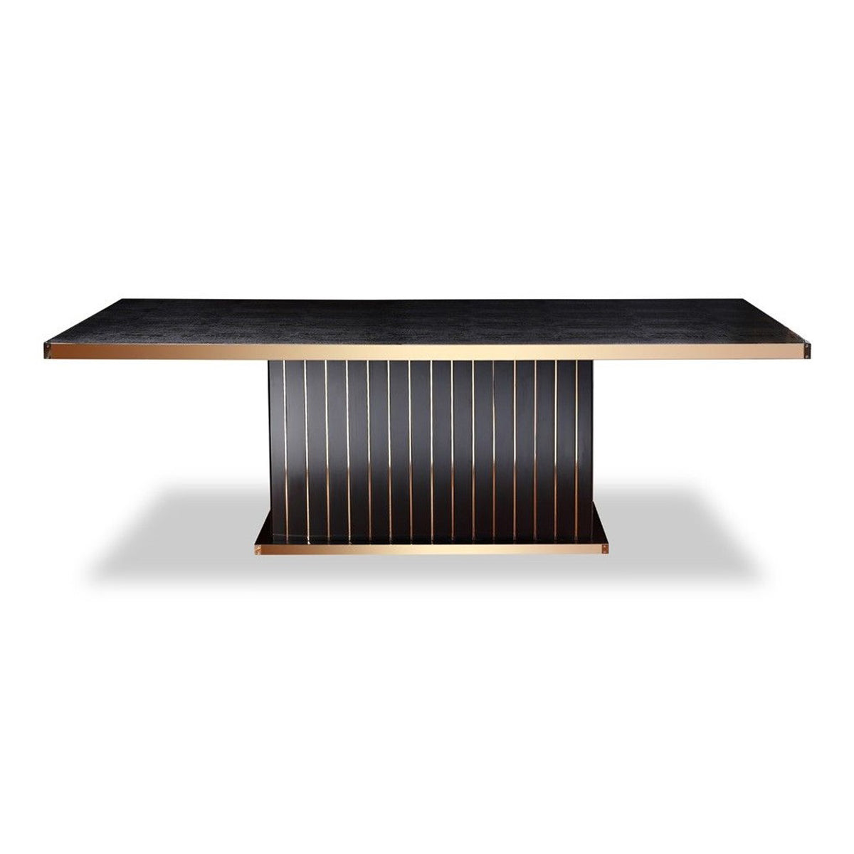 Talin Modern Black Crocodile and Rosegold Dining Table