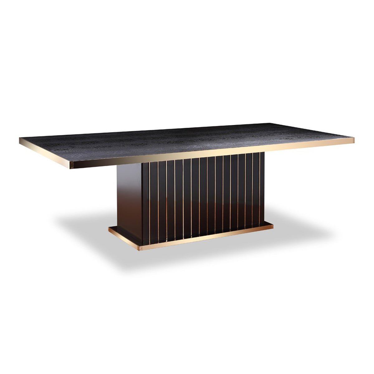 Talin Modern Black Crocodile & Rosegold Dining Table