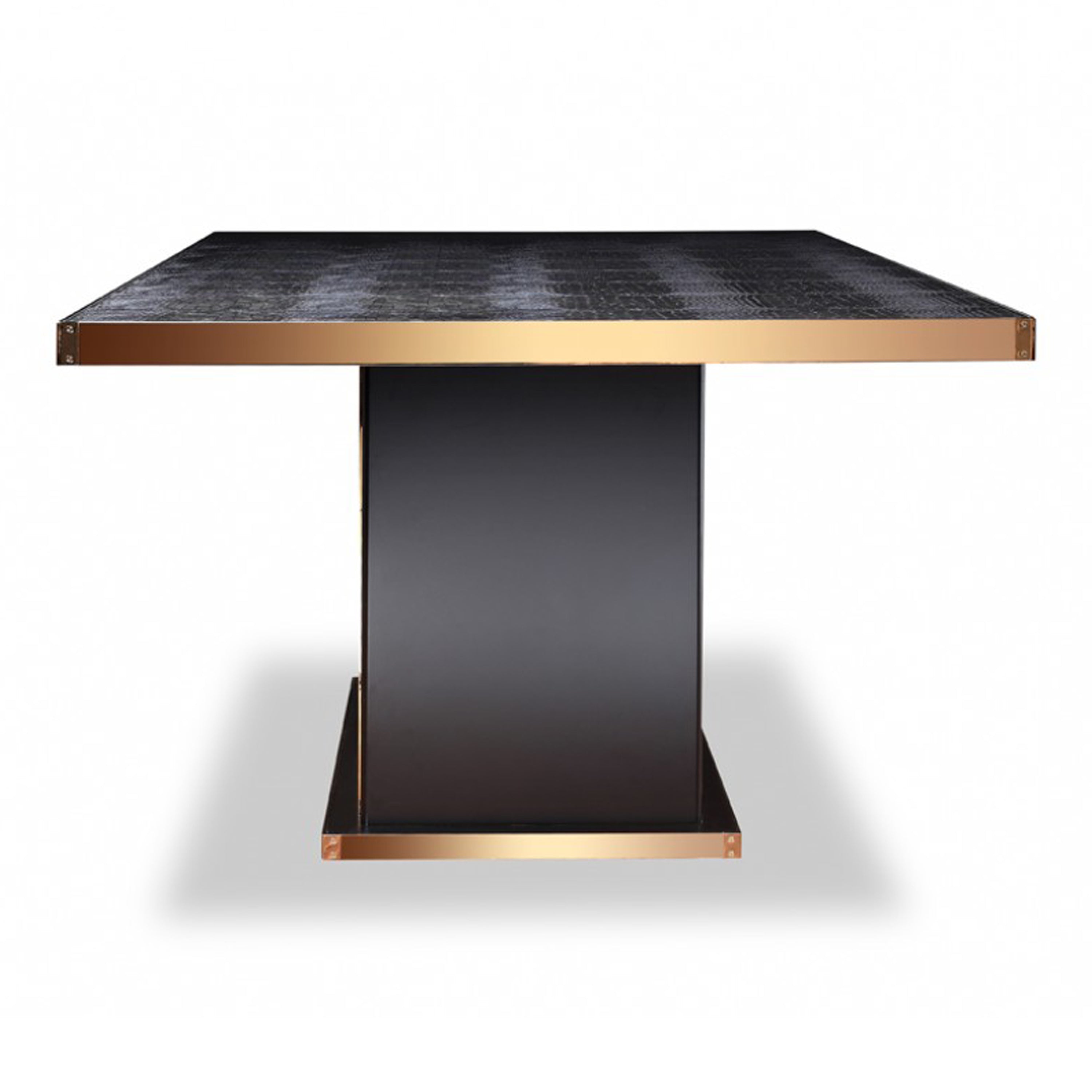 Talin Modern Black Crocodile and Rosegold Dining Table