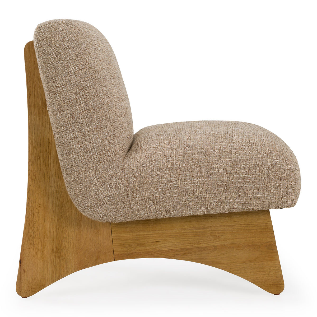 Tamari Modern Tan Fabric + Natural Oak Accent Chair