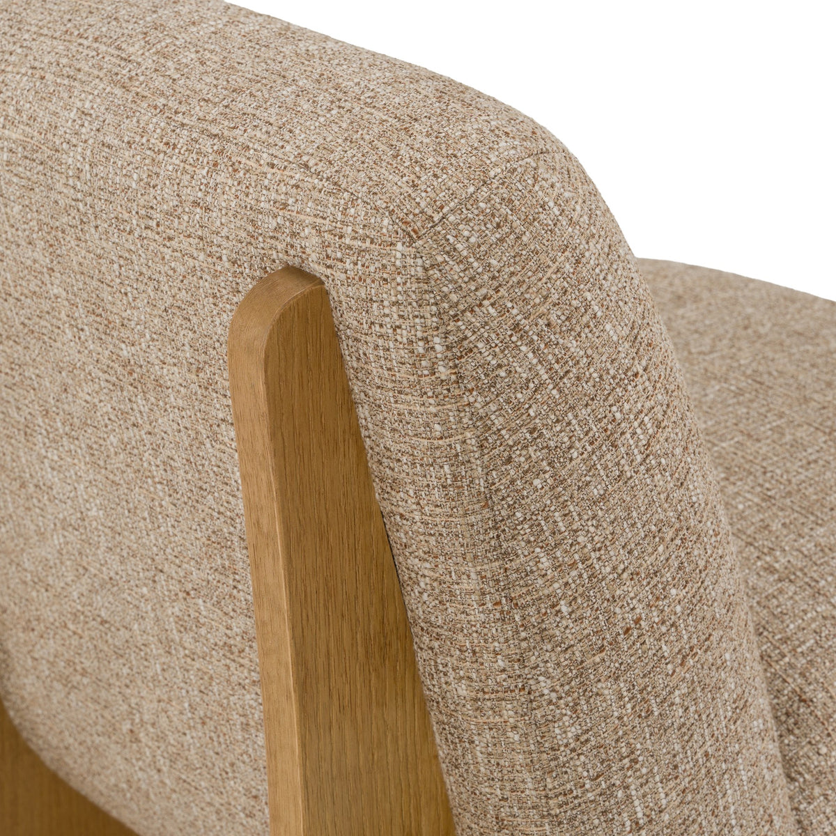 Tamari Modern Tan Fabric + Natural Oak Accent Chair