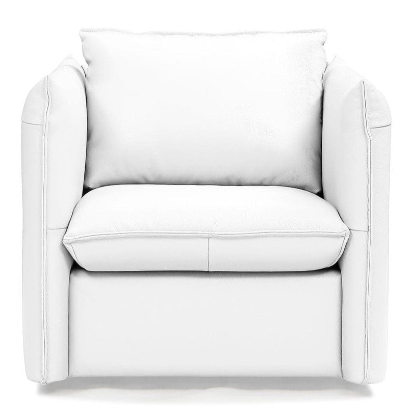 Tamworth Modern White Leather Swivel Lounge Chair