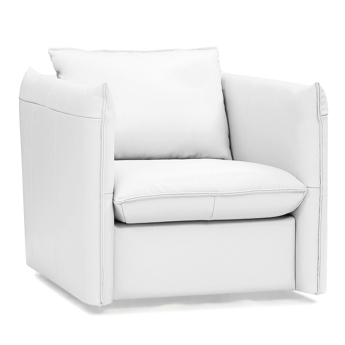 Tamworth Modern White Leather Swivel Lounge Chair