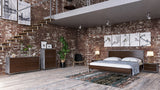 Queen Conner Modern Dark Walnut & Concrete Bedroom Set