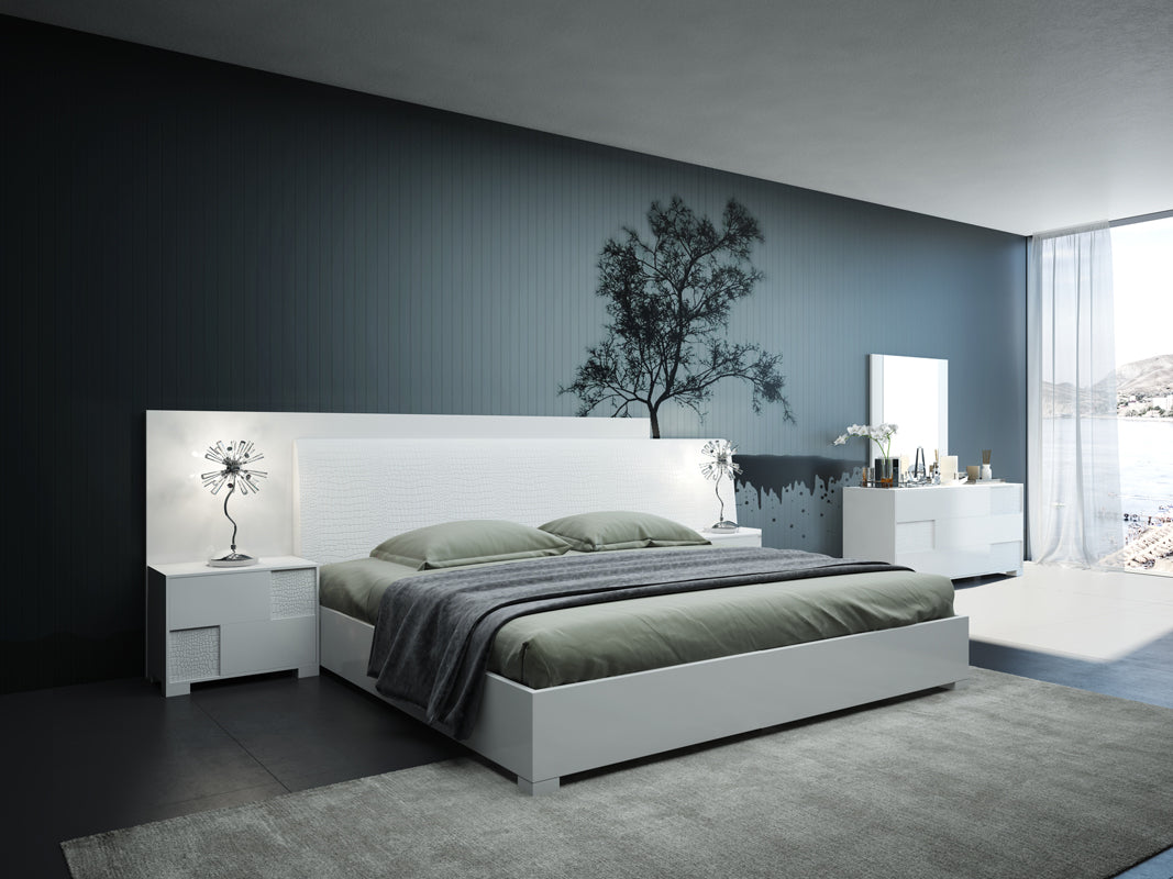 Queen Monza Italian Modern White Bedroom Set