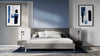Queen Bronx Italian Modern Faux Concrete & Grey Bed + 2 Nightstands Set