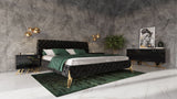 Legend Modern Black Velvet & Gold Bed