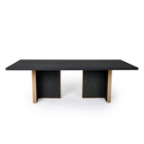 Tasha Modern Black Ash + Brushed Gold Rectangular Dining Table