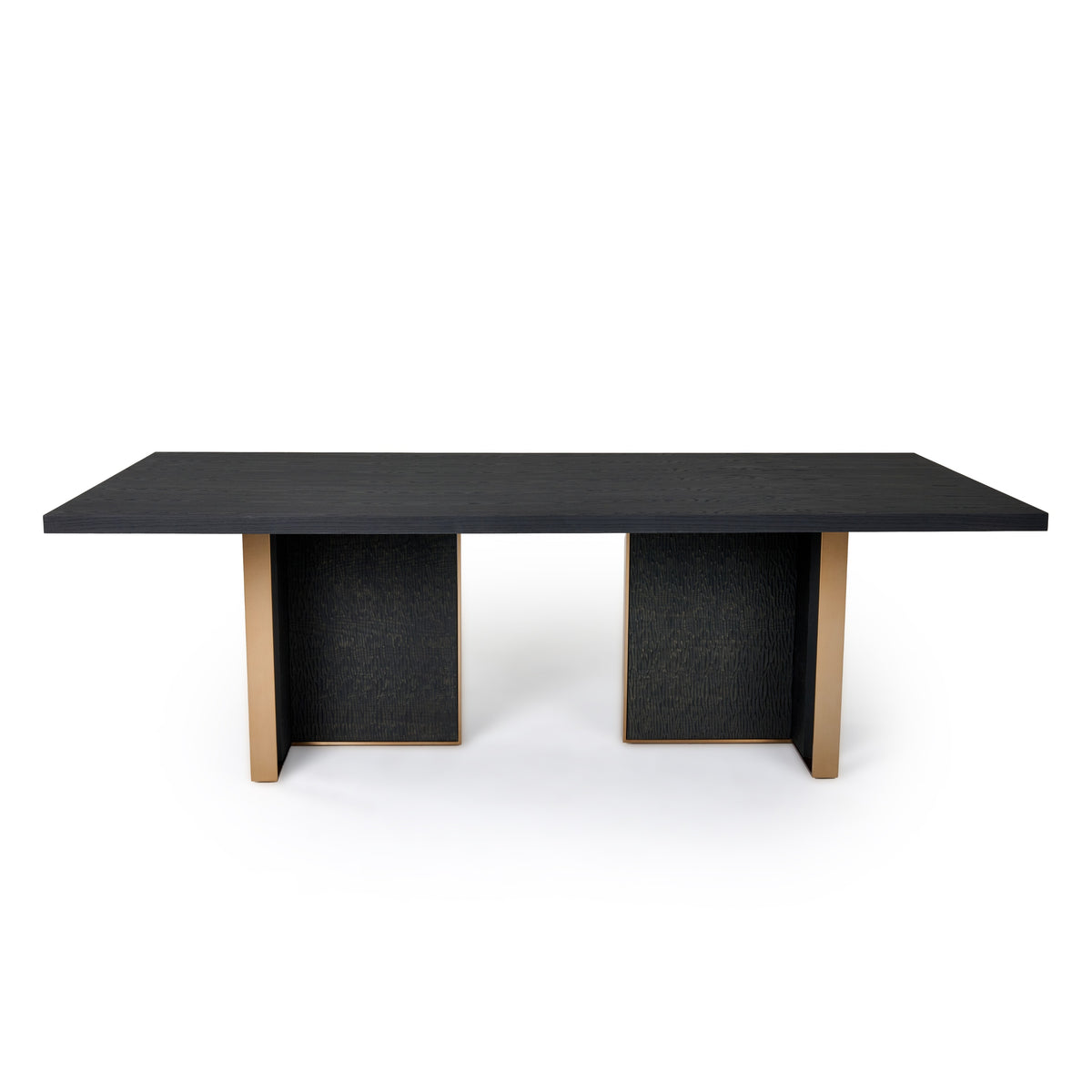 Tasha Modern Black Ash + Brushed Gold Rectangular Dining Table