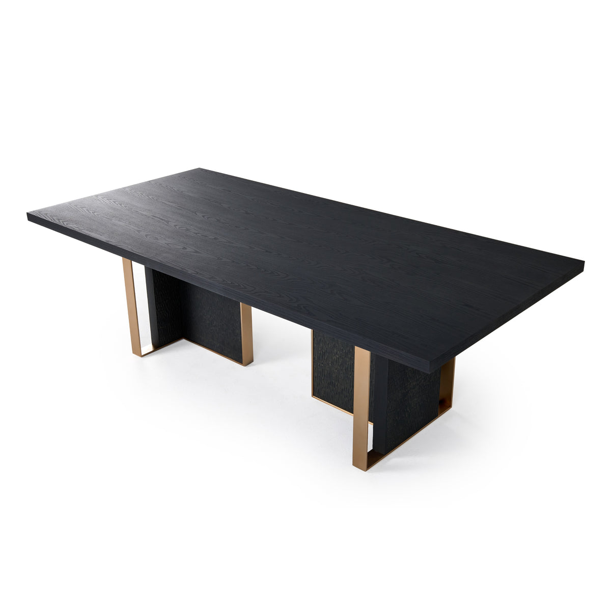 Tasha Modern Black Ash + Brushed Gold Rectangular Dining Table