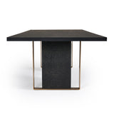 Tasha Modern Black Ash + Brushed Gold Rectangular Dining Table