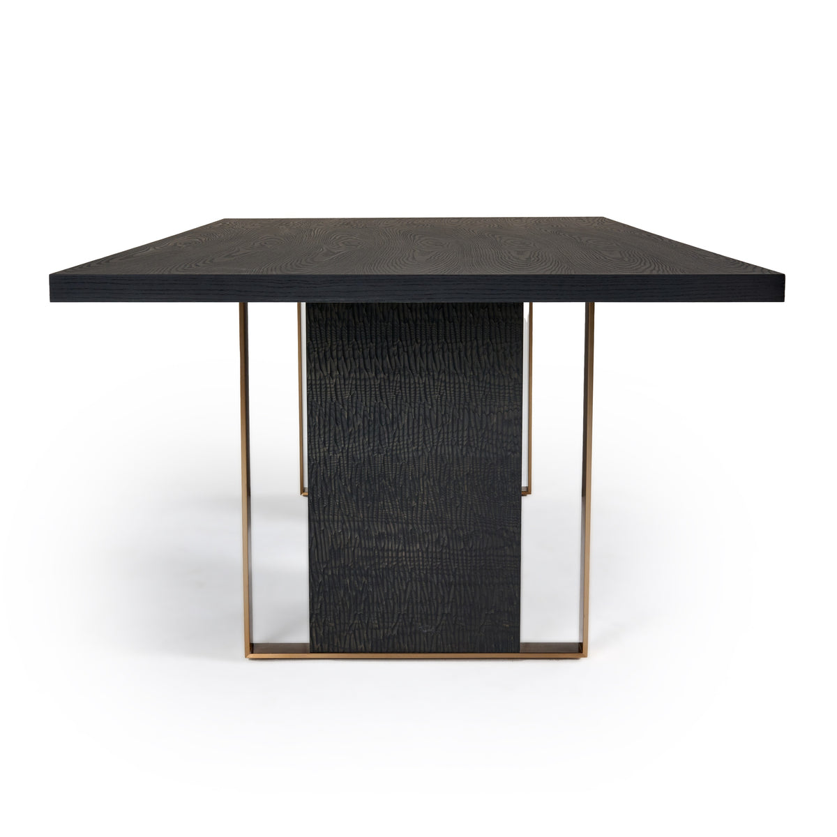 Tasha Modern Black Ash + Brushed Gold Rectangular Dining Table