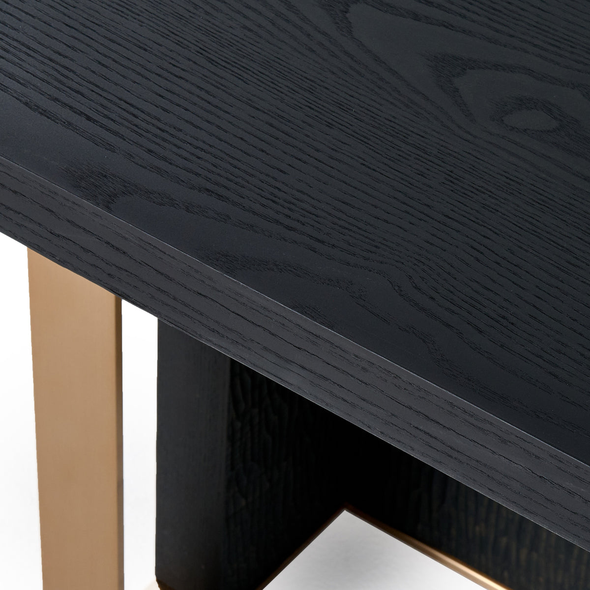 Tasha Modern Black Ash + Brushed Gold Rectangular Dining Table