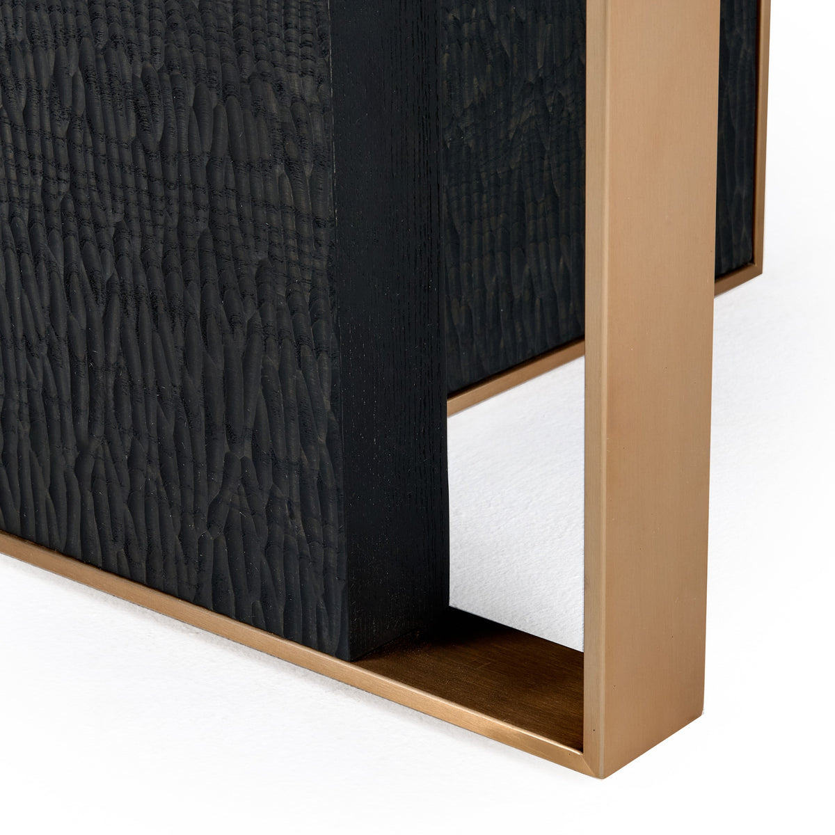 Tasha Modern Black Ash + Brushed Gold Rectangular Dining Table