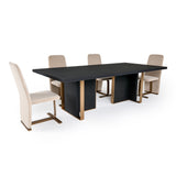 Tasha Modern Black Ash + Brushed Gold Rectangular Dining Table