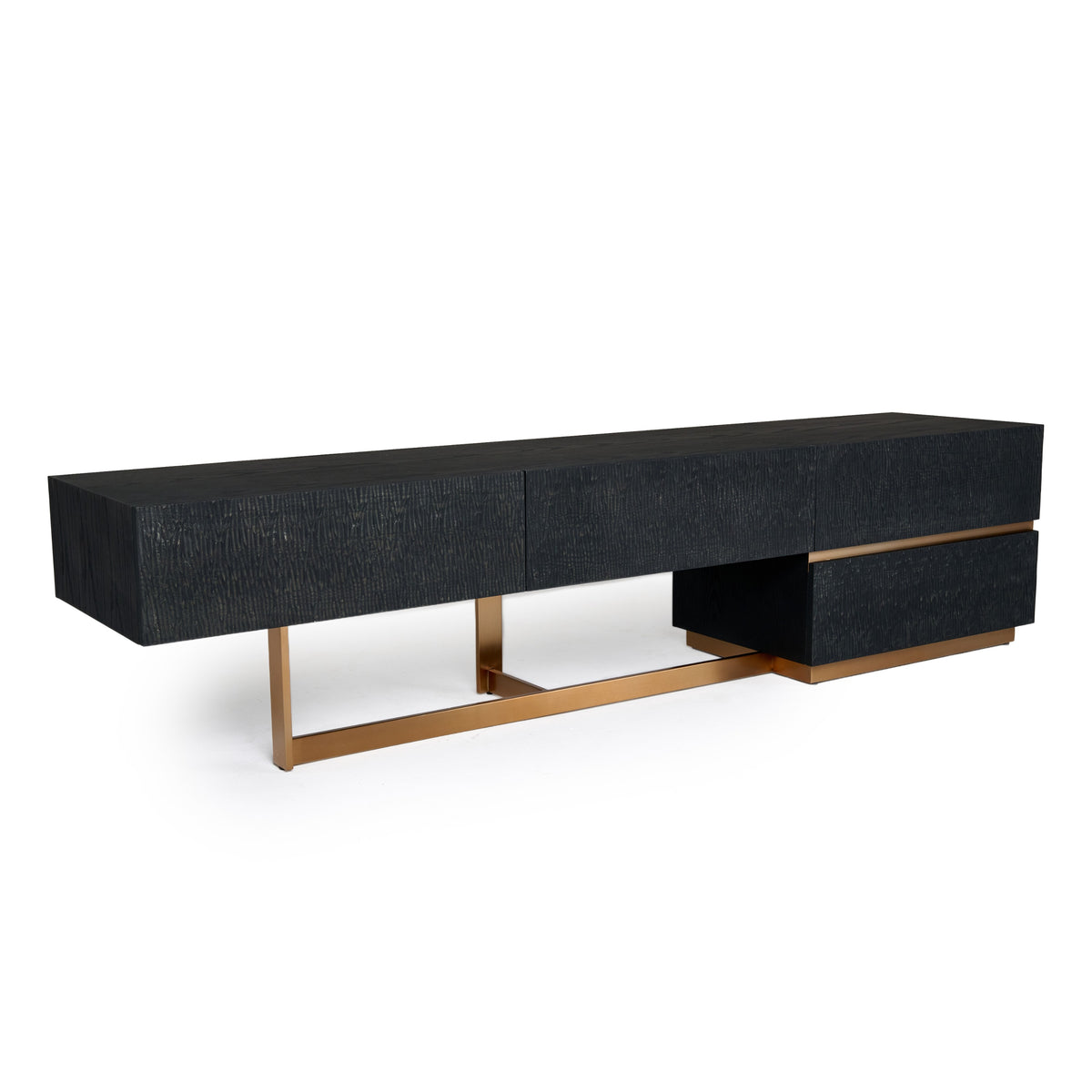 Tasha Modern Black Ash + Brushed Gold TV Stand