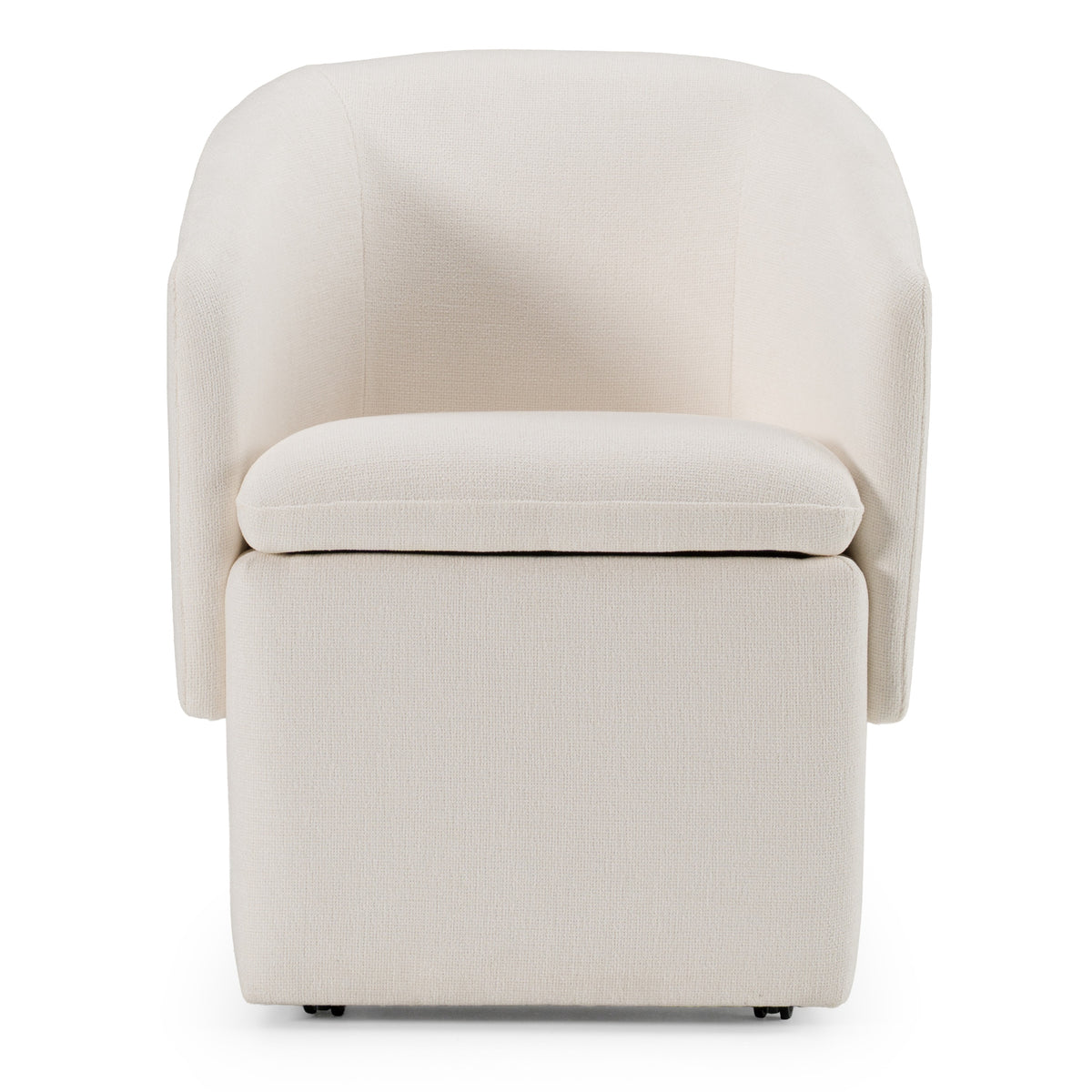 Tassell Modern Ivory Fabric Dining Chair with Castor Wheels