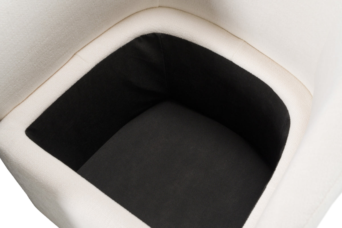 Tassell Modern Ivory Fabric Dining Chair with Castor Wheels