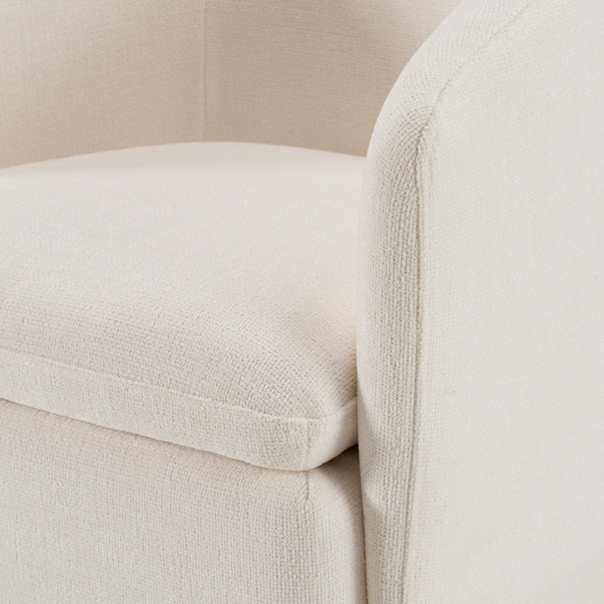 Tassell Modern Ivory Fabric Dining Chair with Castor Wheels