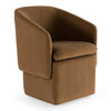 Tassell Modern Brown Fabric Dining Chair with Castor Wheels