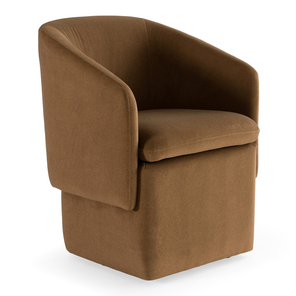 Tassell Modern Brown Fabric Dining Chair with Castor Wheels