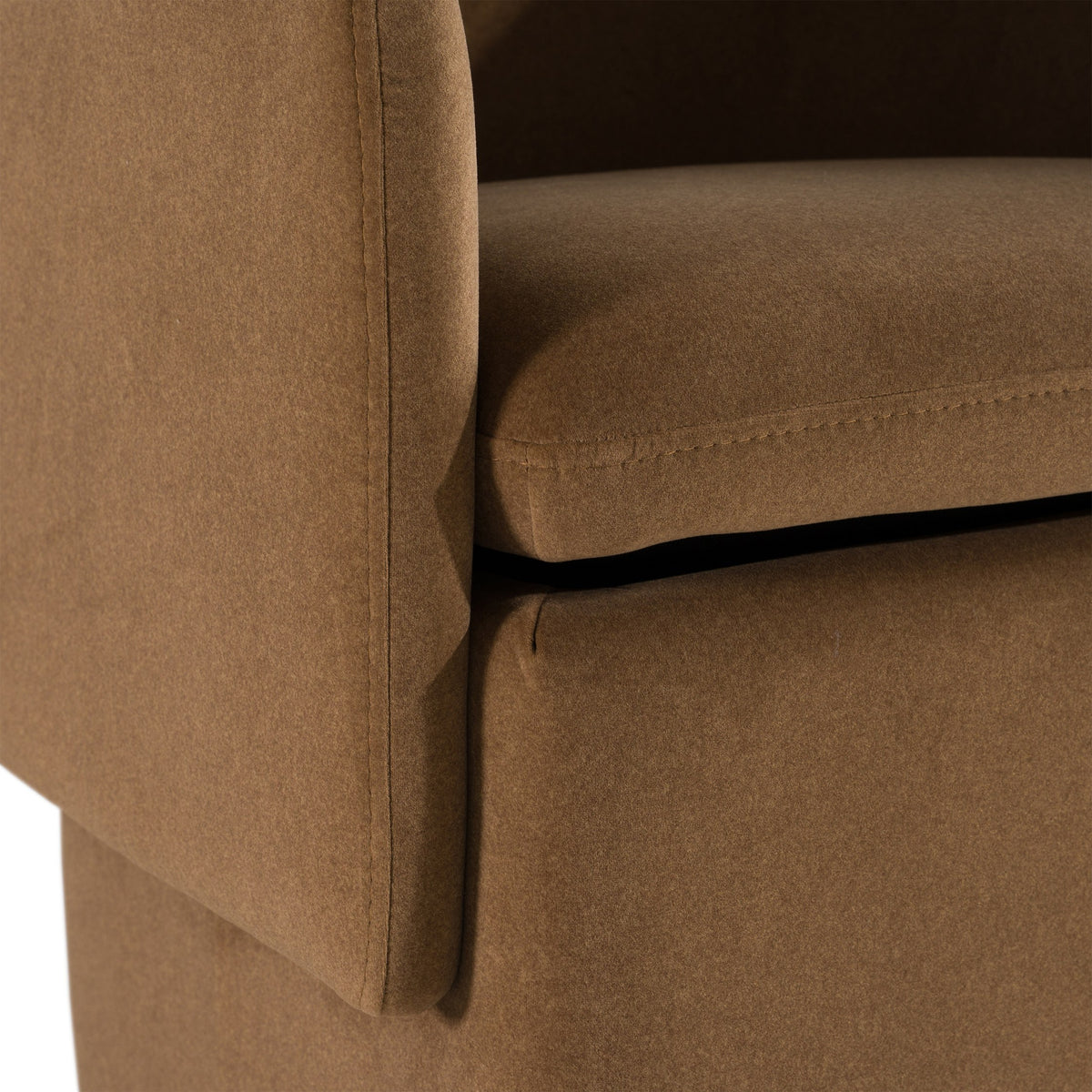 Tassell Modern Brown Fabric Dining Chair with Castor Wheels