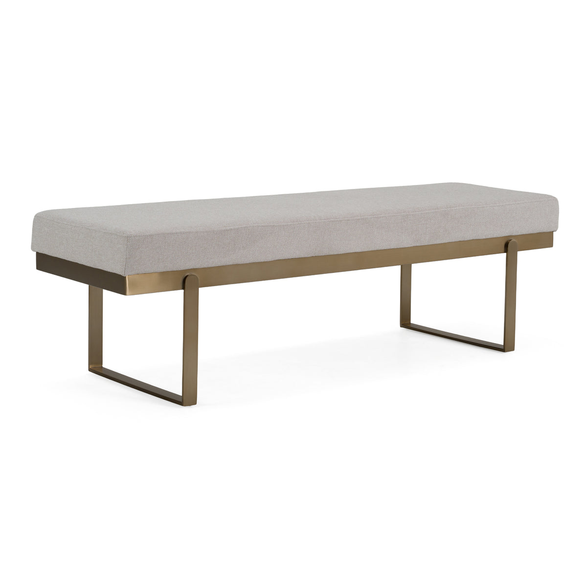Tatum Modern Off-White Fabric + Brass Dining Bench