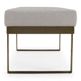 Tatum Modern Off-White Fabric + Brass Dining Bench
