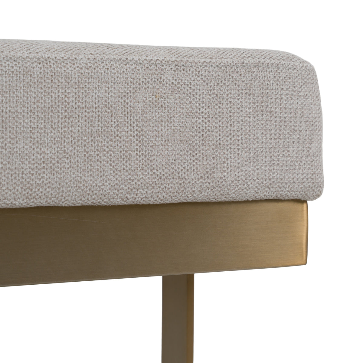 Tatum Modern Off-White Fabric + Brass Dining Bench