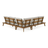 Tavira Outdoor Off-White Fabric + Eucalyptus Sectional Sofa + Coffee Table Set