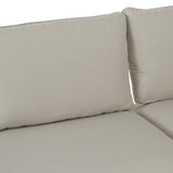 Tavira Outdoor Off-White Fabric + Eucalyptus Sectional Sofa + Coffee Table Set