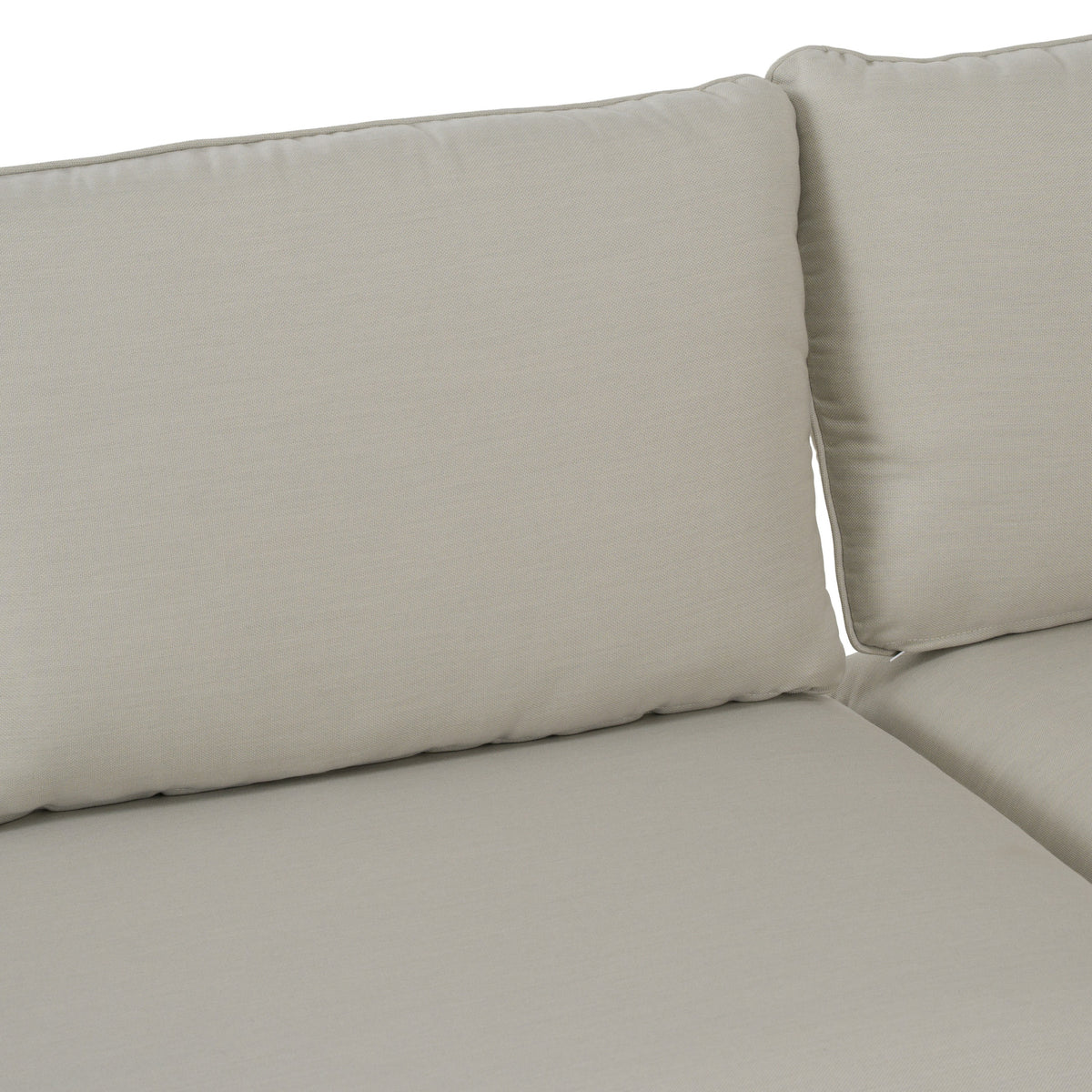 Tavira Outdoor Off-White Fabric + Eucalyptus Sectional Sofa + Coffee Table Set