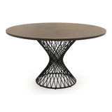 Theresa Modern Round Walnut & Black Table