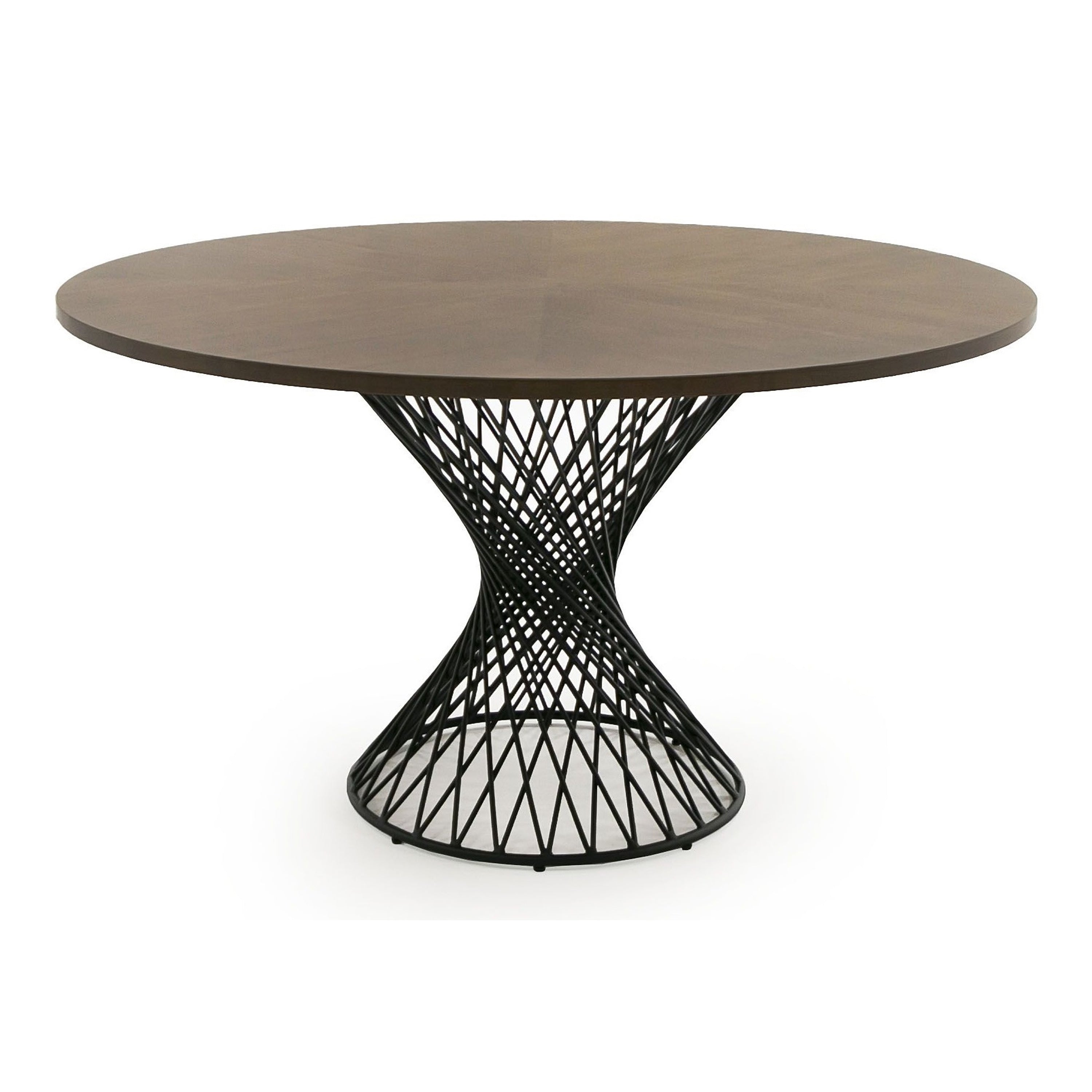 Theresa Modern Round Walnut & Black Table