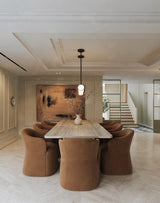 Timothy Modern Brown Fabric Dining Chair with Castor Wheels