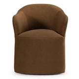 Timothy Modern Brown Fabric Dining Chair with Castor Wheels