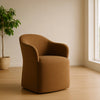 Timothy Modern Brown Fabric Dining Chair with Castor Wheels